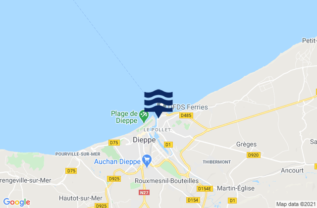 Dieppe Port, France tide times map