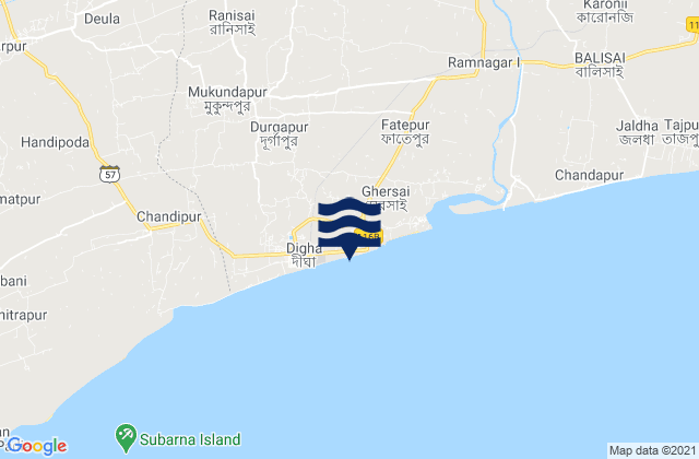Digha, India tide times map
