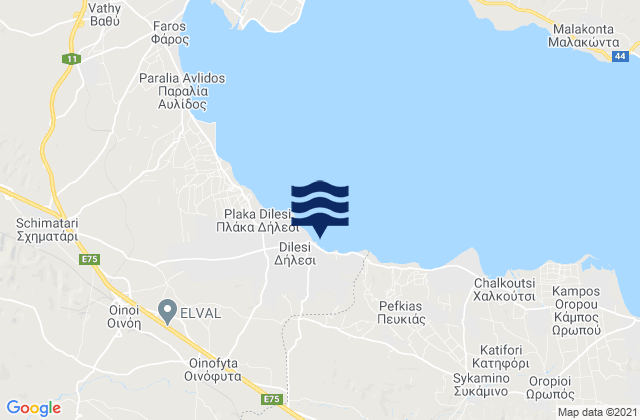 Dilesi, Greece tide times map
