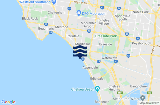 Dingley Village, Australia tide times map