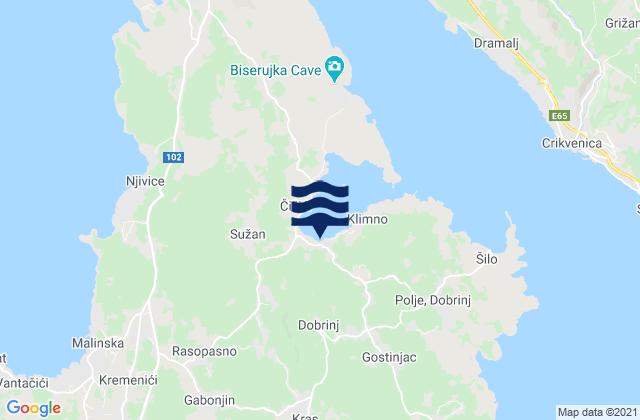 Dobrinj, Croatia tide times map