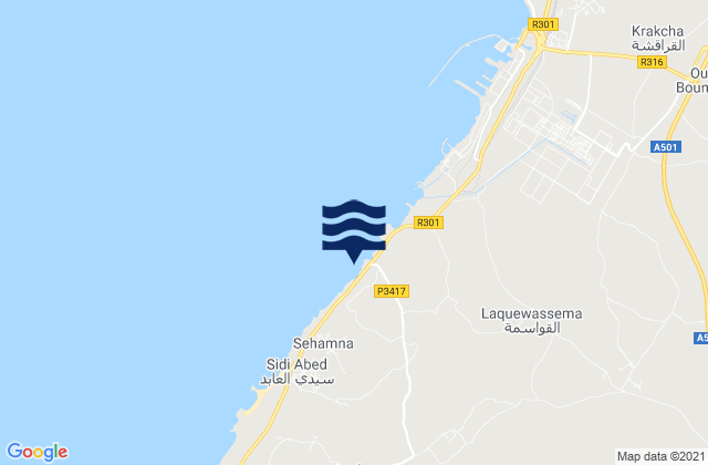 El-Jadida, Morocco tide times map