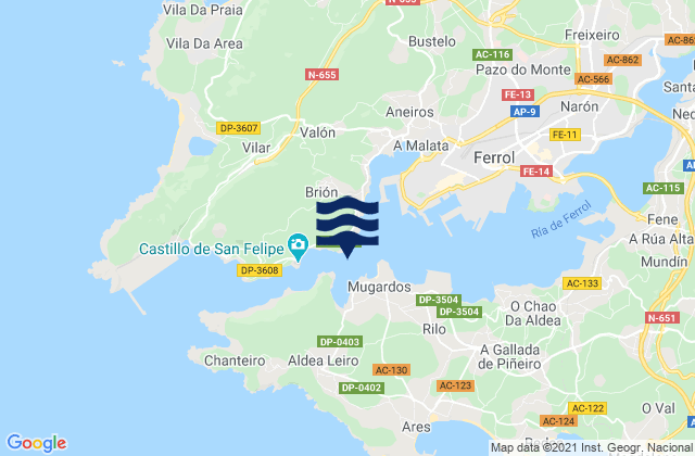El Ferrol del Caudillo, Spain tide times map