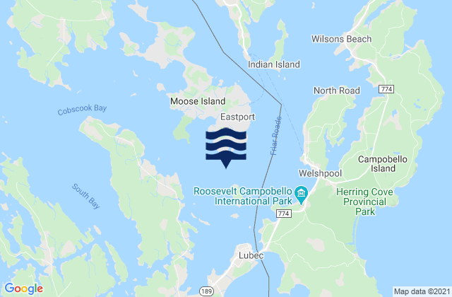 Estes Head Eastport, Canada tide times map