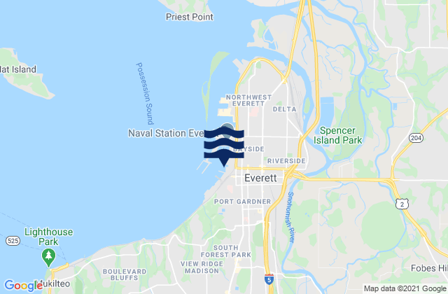 Everett, United States tide chart map
