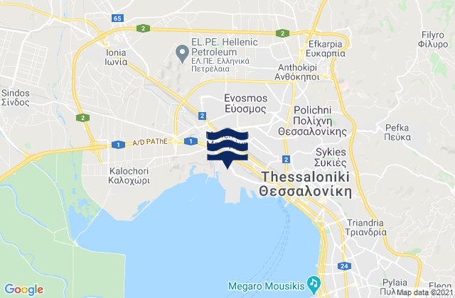 Evosmos, Greece tide times map