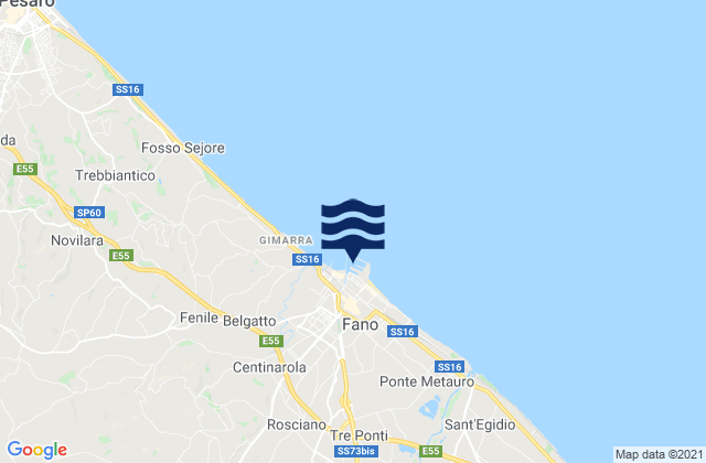 Fano, Italy tide times map