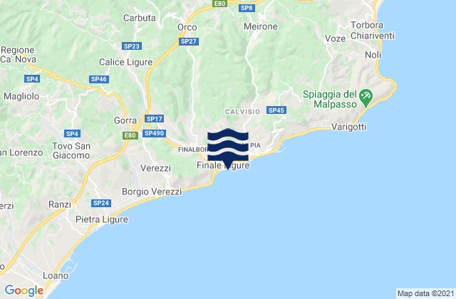 Finale Ligure, Italy tide times map