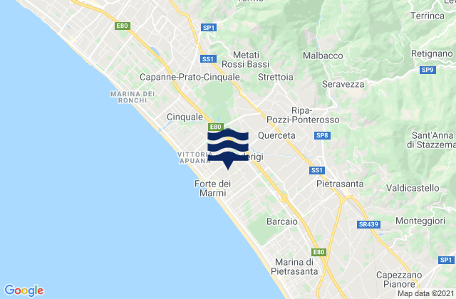 Forte dei Marmi, Italy tide times map