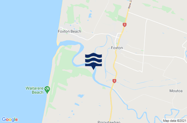 Foxton, New Zealand tide times map