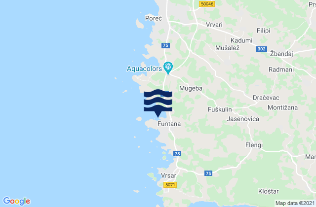 Funtana, Croatia tide times map