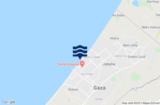 Gaza, Palestinian Territory tide times map
