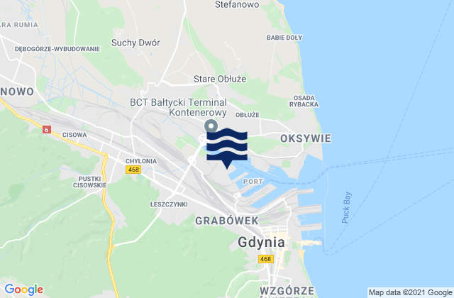Gdynia, Poland tide times map