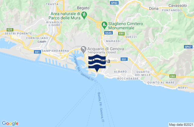 Genoa, Italy tide times map