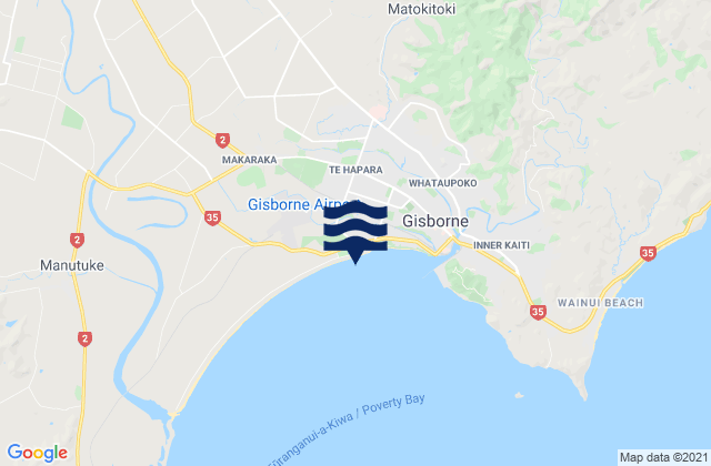 Gizzy Pipe (Gisborne), New Zealand tide times map