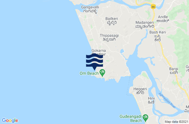 Gokarna Beach, India tide times map