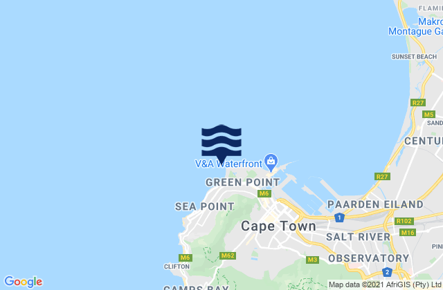 Green Point City Of Cape Town Western Cape South Africa Tide Times Map 30040507 