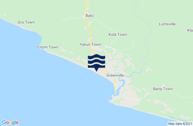 Greenville District, Liberia tide times map