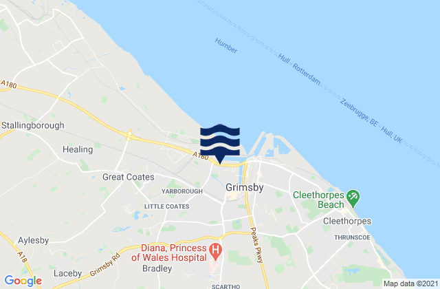 Grimbsy, United Kingdom tide times map