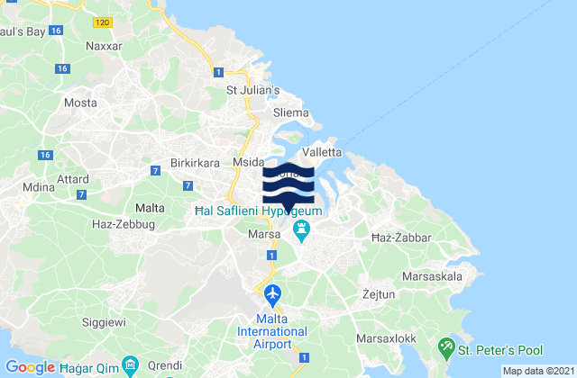 Gudja, Malta tide times map