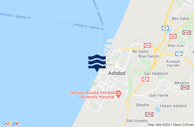 Ha Golshim, Israel tide times map