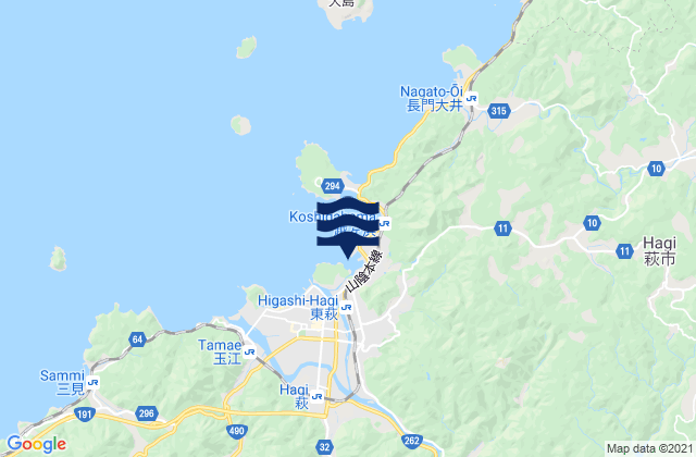 Hagi, Japan tide times map