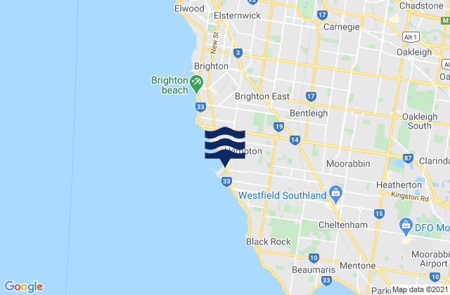 Hampton East, Australia tide times map