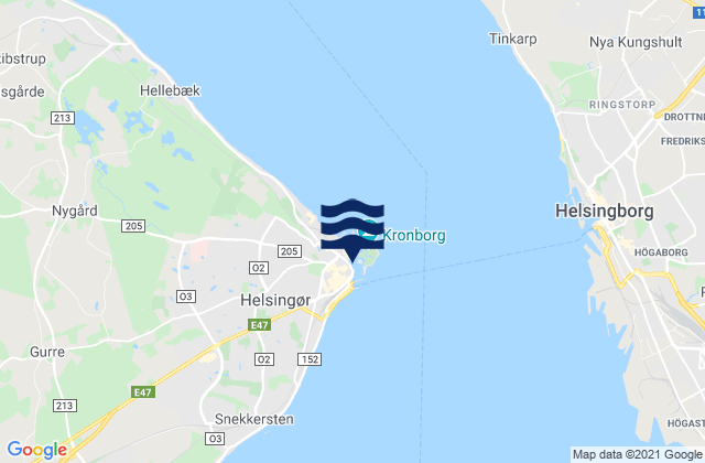 Helsingor, Denmark tide times map
