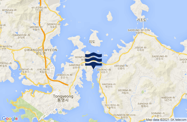 Hyonnaeryang-haehyop Chinhae-man, South Korea tide times map