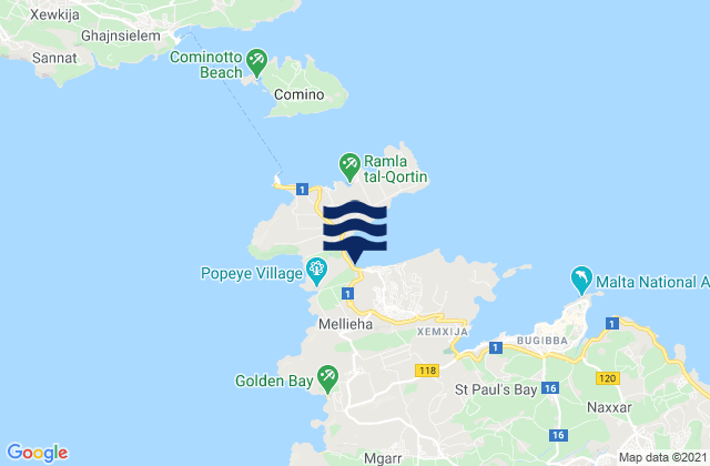 Il-Mellieha, Malta tide times map