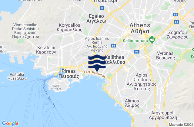 Ilion, Greece tide times map