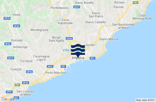Imperia, Italy tide times map