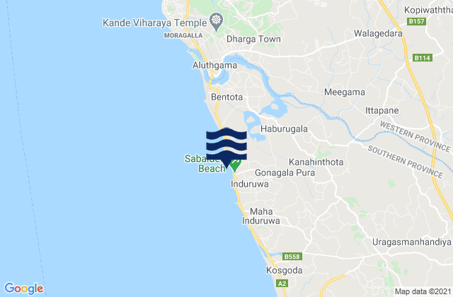 Induruwa, Sri Lanka tide times map