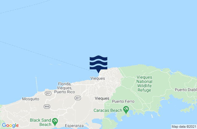 Isabel Segunda Vieques Island, Puerto Rico tide times map