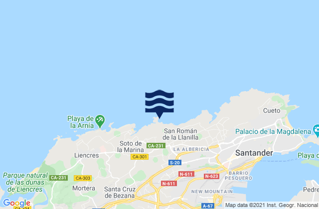 Isla Virgen del Mar, Spain tide times map