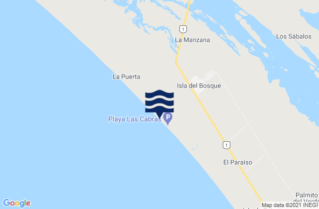 Isla del Bosque, Mexico tide times map
