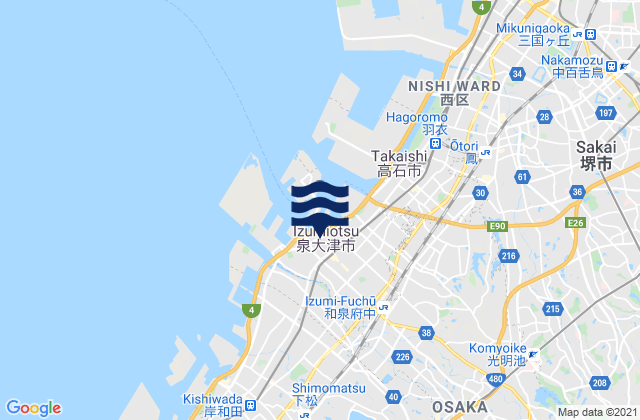 Izumiotsu, Japan tide times map