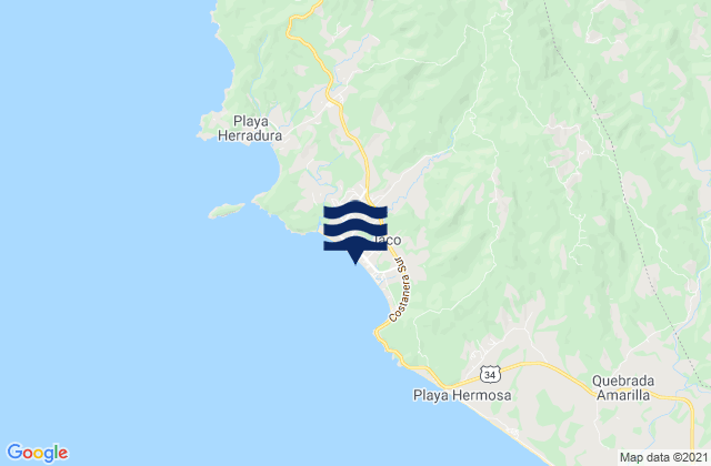 Jaco, Costa Rica tide times map