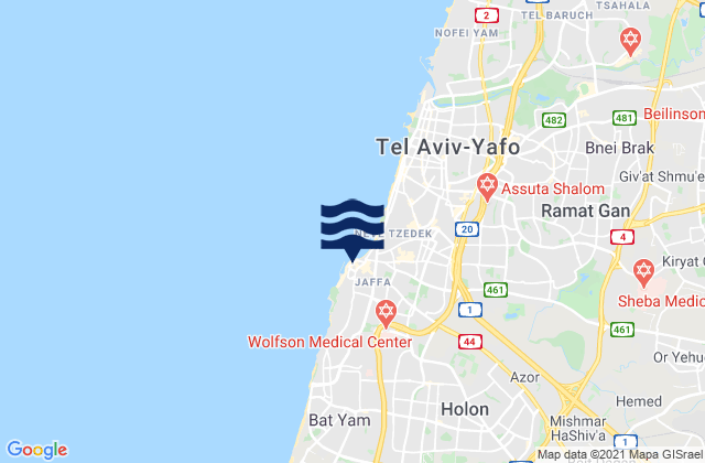 Jaffa, Israel tide times map