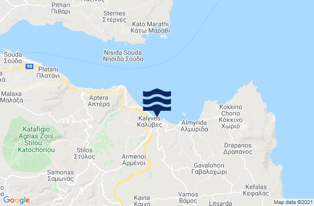 Kalyves, Greece tide times map
