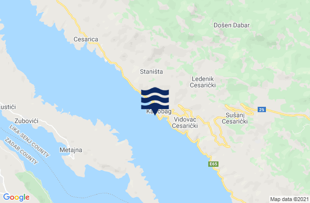 Karlobag, Croatia tide times map