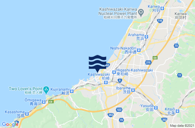 Kashiwazaki, Japan tide times map