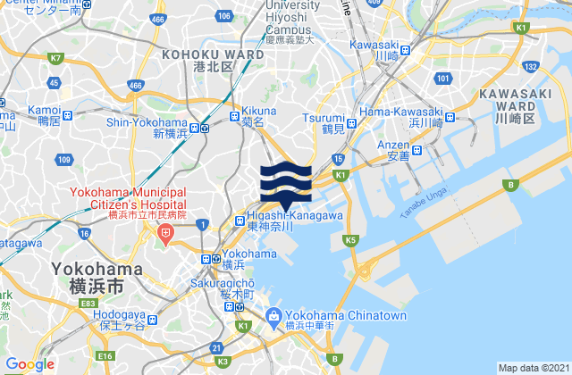 Kawasaki-shi, Japan tide times map