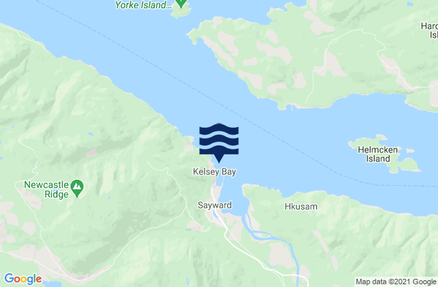 Kelsey Bay, Canada tide times map