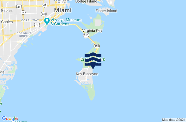 Key Biscayne, United States tide chart map