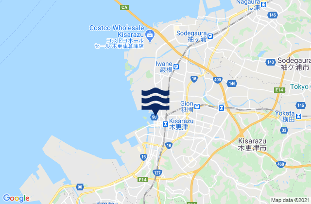 Kisarazu, Japan tide times map