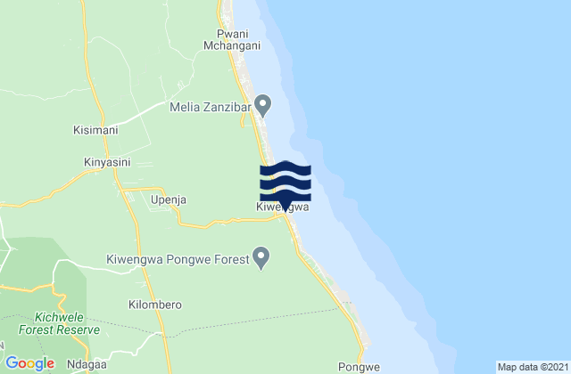 Kiwengwa, Tanzania tide times map