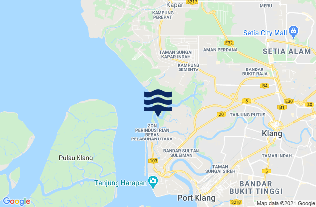 Klang, Malaysia tide times map