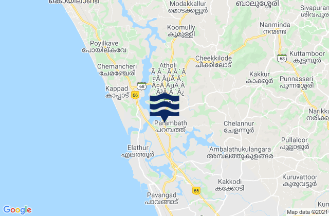 Kozhikode, India tide times map