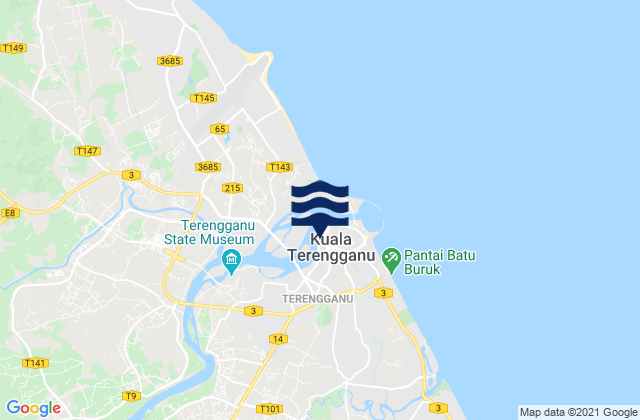 Kuala Terengganu, Malaysia tide times map